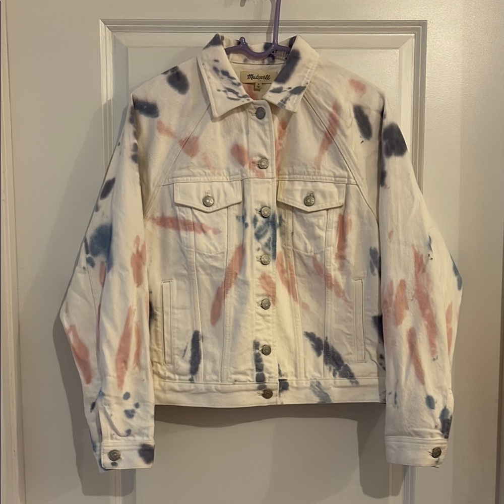 Madewell raglan oversized jean jacket: tie-dyed edition Medium